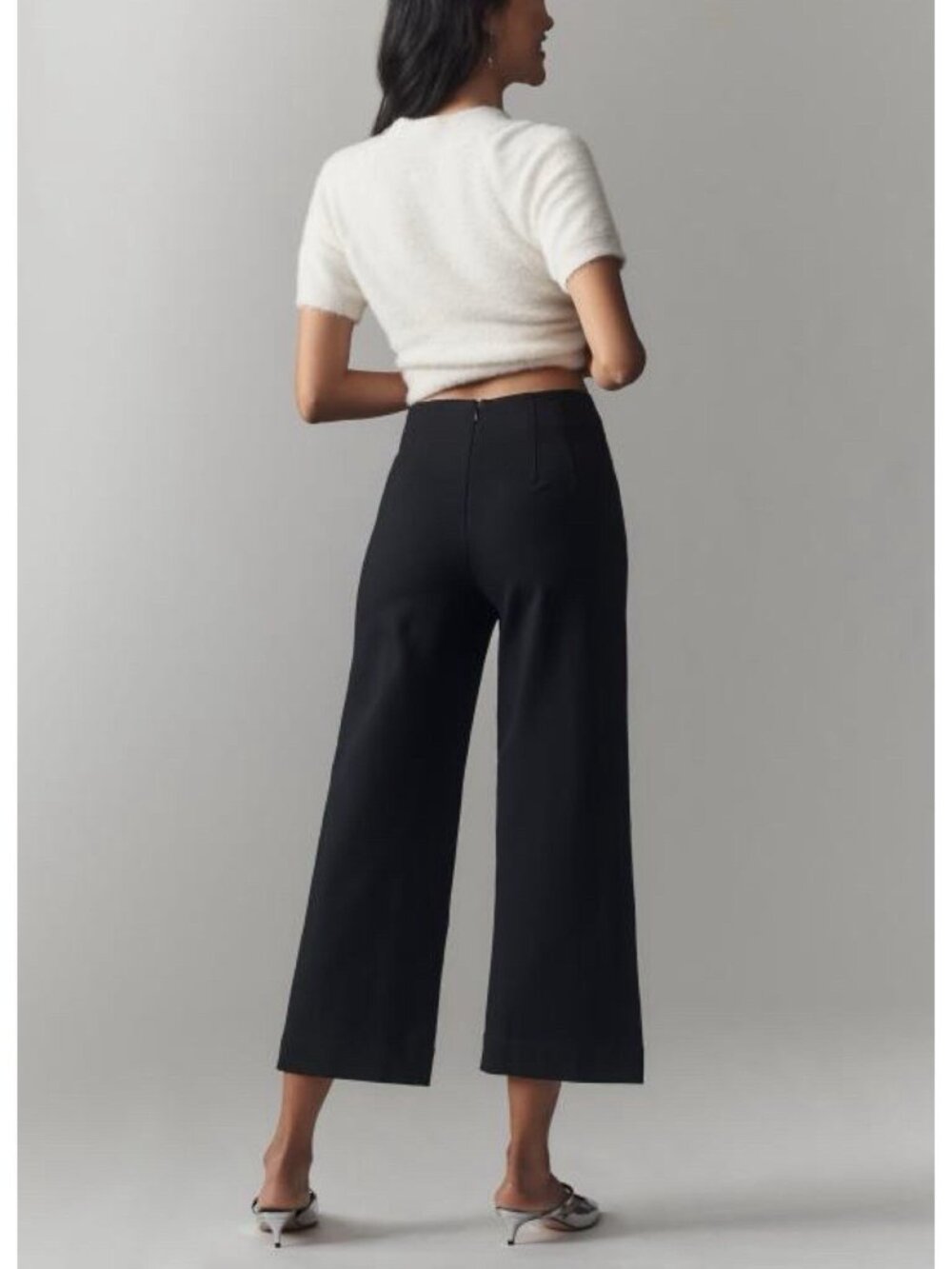 Anthropologie Maeve The Colette Cropped Wide-Leg Pants Rhinestone Pocket 23 NWT - Picture 4 of 4
